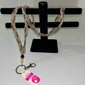 💙 NWT Seed Beaded Braided Lanyard Keychain